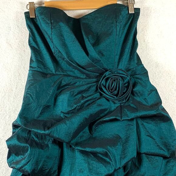 VTG Teeze Me Women Sweetheart Strapless Mini Dress Sz 9 Turquiose Y2K HOCO - Picture 2 of 13